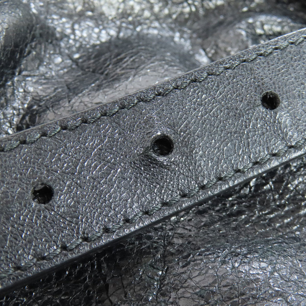 Close-up of BALENCIAGA Vintage Bag strap showing textured leather and detailed stitching