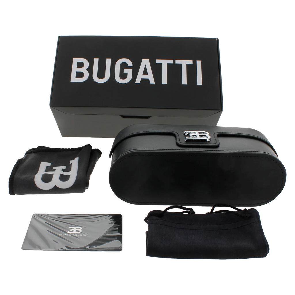 BUGATTI TITANIUM AND STERLING SILVER AVIATOR SUNGLASSES — BLACK PVD / WHITE GOLD