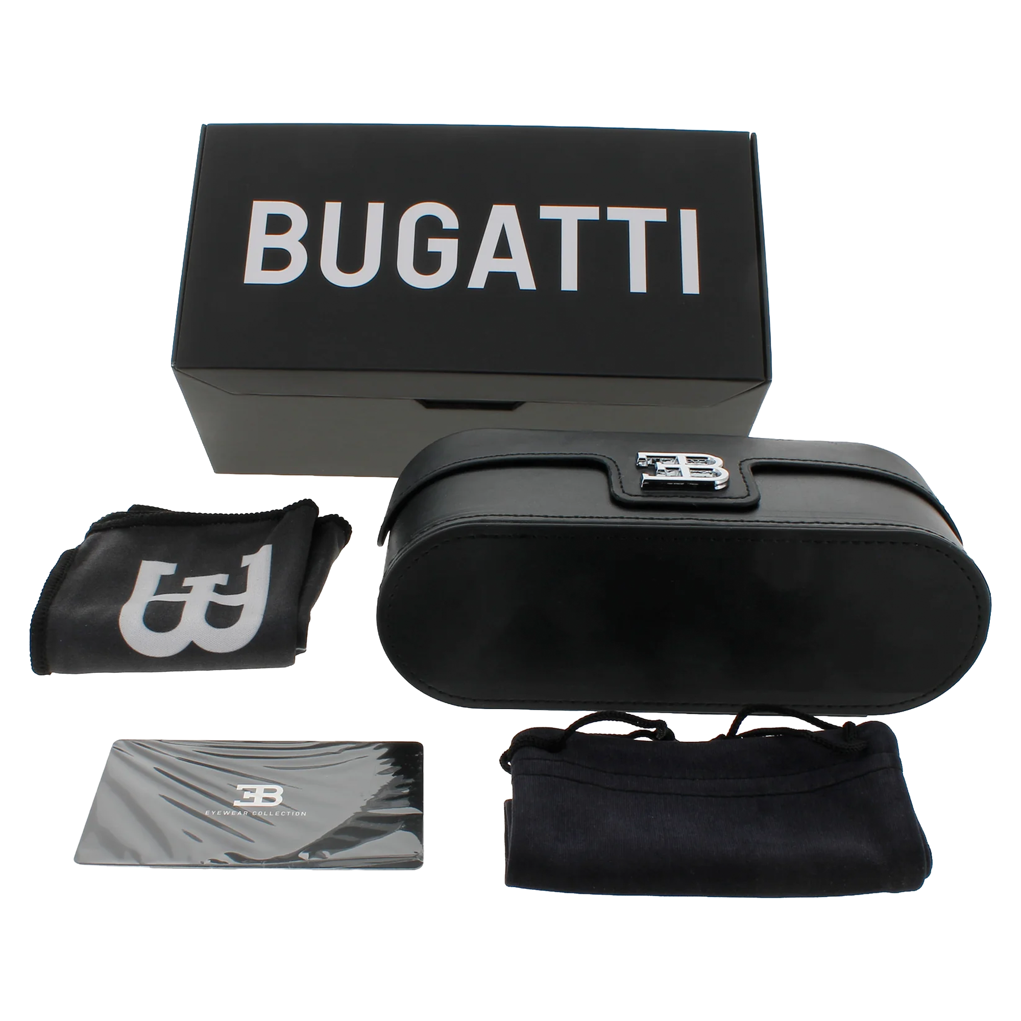 BUGATTI TITANIUM AND STERLING SILVER AVIATOR SUNGLASSES — BLACK PVD / WHITE GOLD
