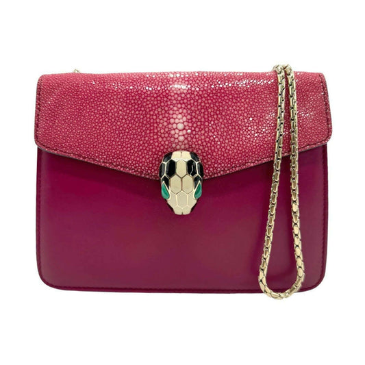 BVLGARI Shoulder Bag Serpenti Leather Pink Women's z1388 - Mansii