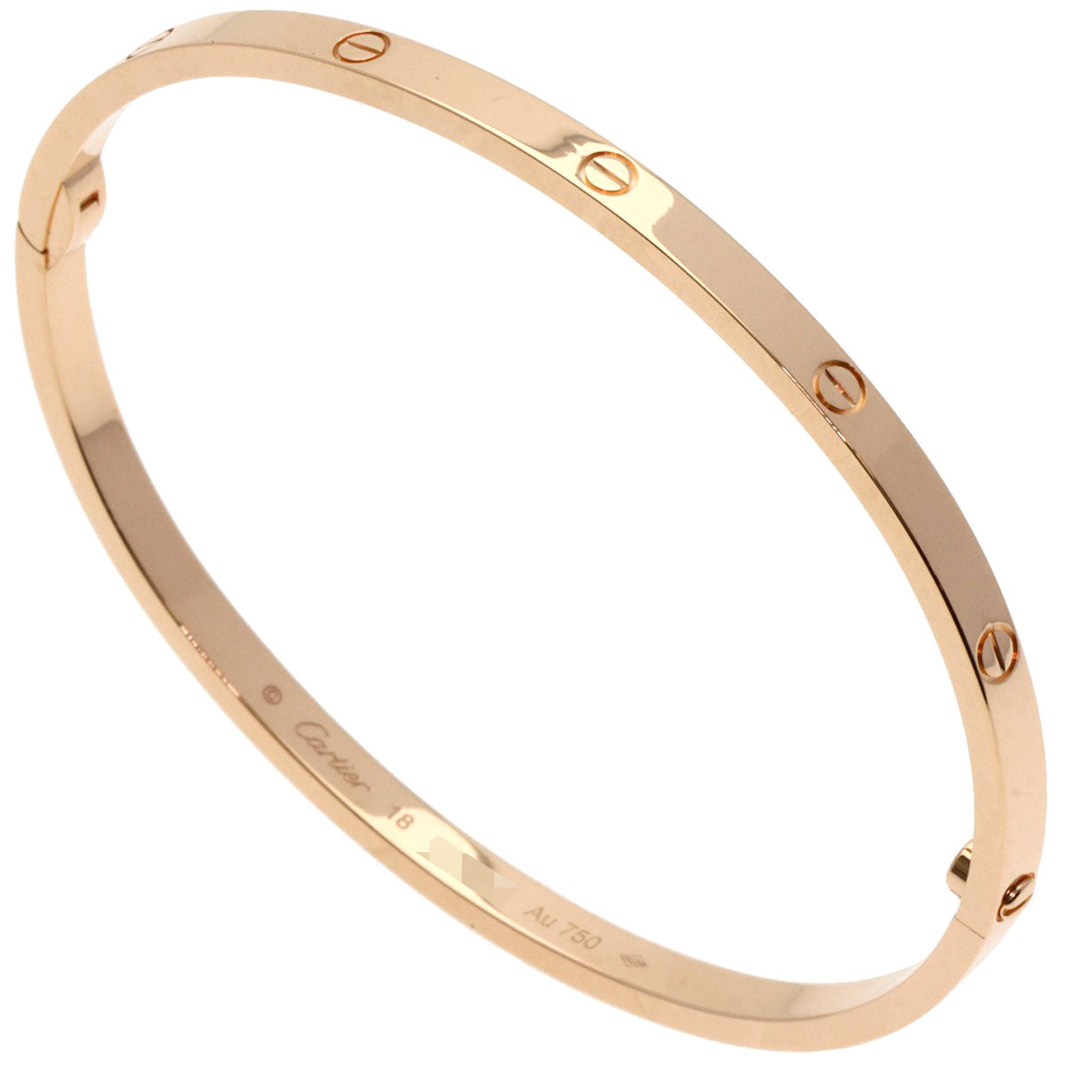 Cartier Love bracelet used in rose gold featuring iconic screw motifs and a sleek design