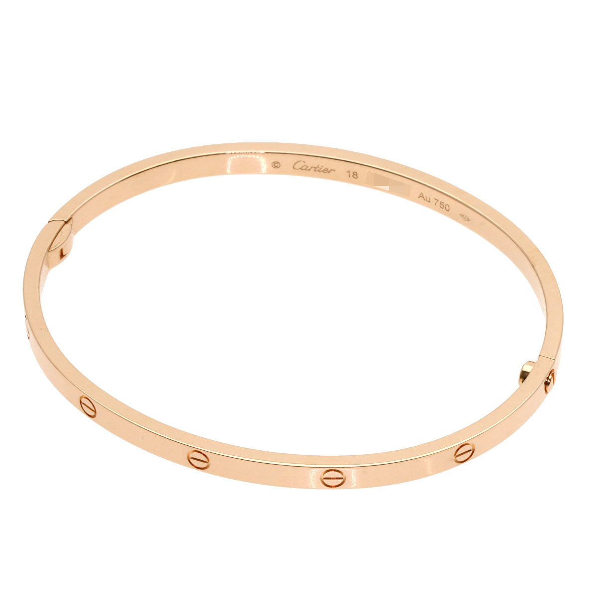 Elegant Cartier Love bracelet used in 18K rose gold with classic screw design for timeless style
