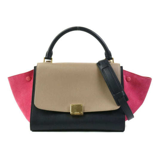 CELINE handbag shoulder bag trapeze leather suede brown black pink gold women's e58740g - Mansii