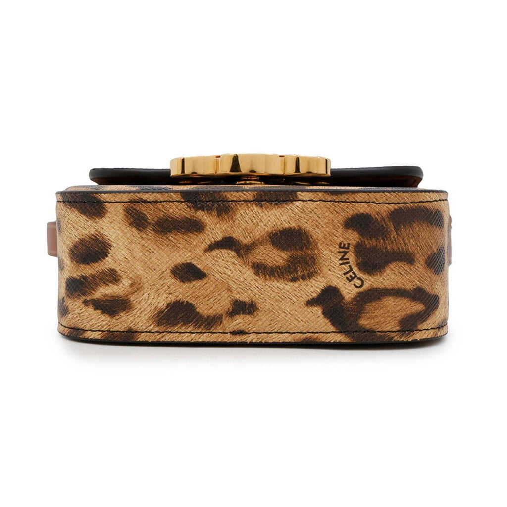 CÉLINE Pre-Loved Mini Claude crossbody bag in leopard print with gold-tone hardware