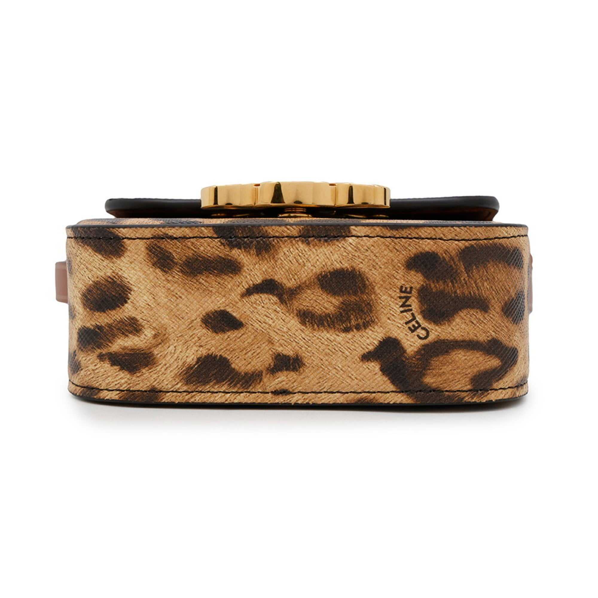 CÉLINE Pre-Loved Mini Claude crossbody bag in leopard print with gold-tone hardware