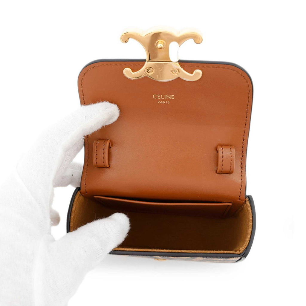 Interior view of the CÉLINE Pre-Loved Mini Claude crossbody bag showcasing its elegant craftsmanship and compartments