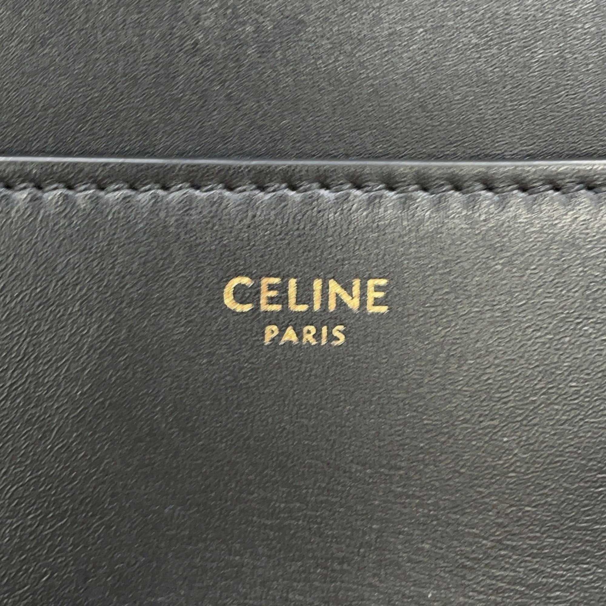 CÉLINE Pre owned 16 Seize Black Leather with Gold Detailing for Luxury Fashion Lovers