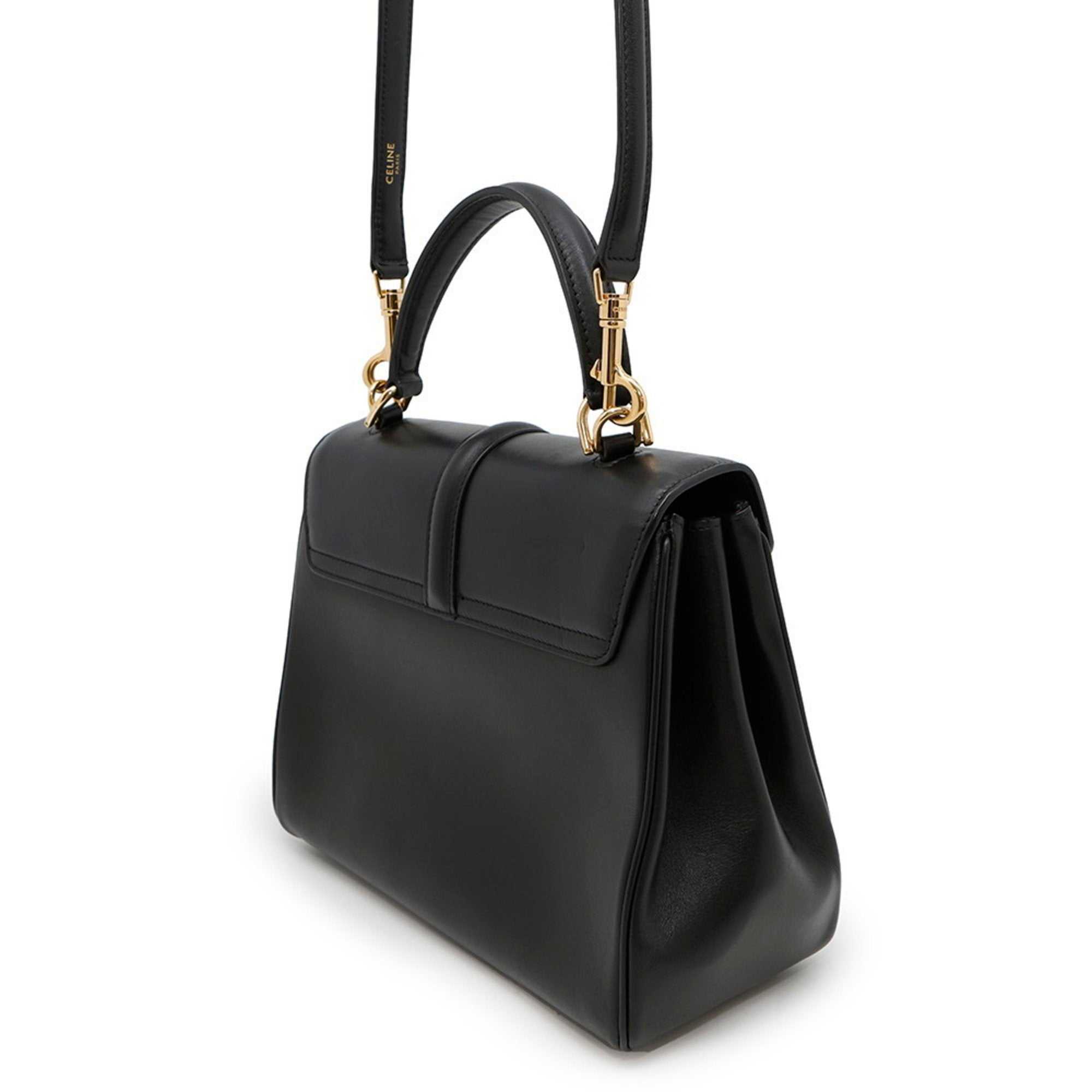 MANSII CÉLINE Pre owned 16 Seize handbag in black leather with gold-tone hardware