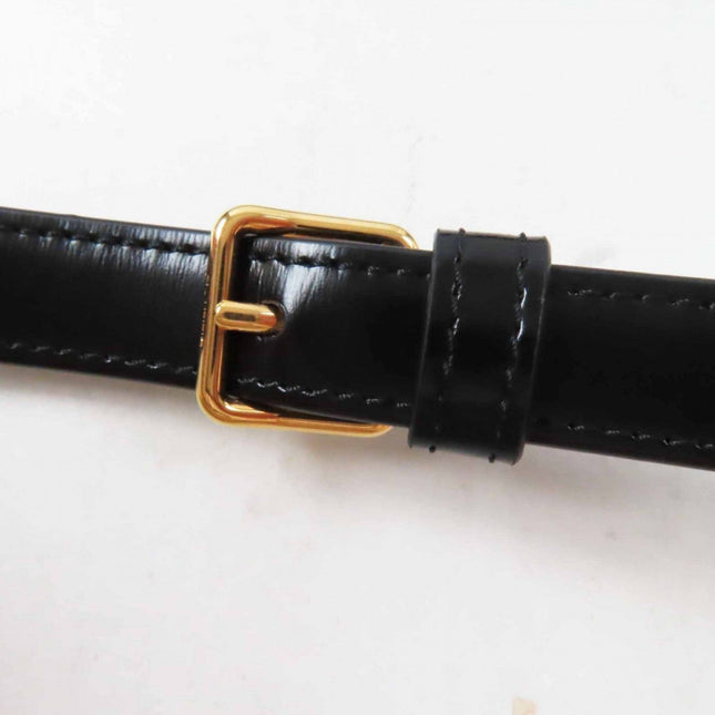 CELINE pre-owned black leather bag strap with gold-tone buckle for elegant style