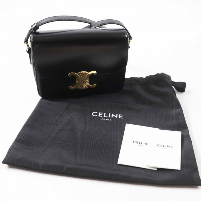 CELINE pre-owned black leather bag with gold hardware and dust bag included