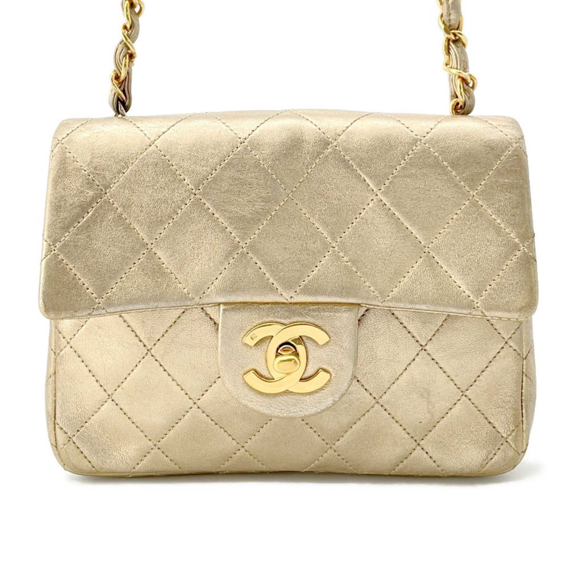 Authentic Chanel Matelasse 18 for sale in gold with classic quilted design and iconic logo