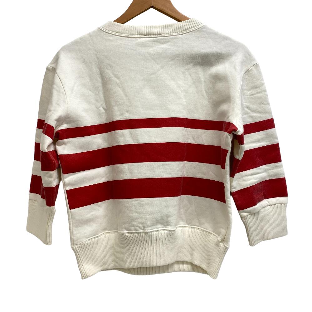 CHANEL No 5 sweater pre-loved featuring a white base with bold red stripes on the back