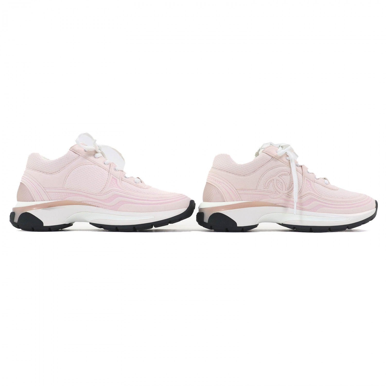 Chanel pink sneakers for women featuring a lightweight design and stylish logo detailing