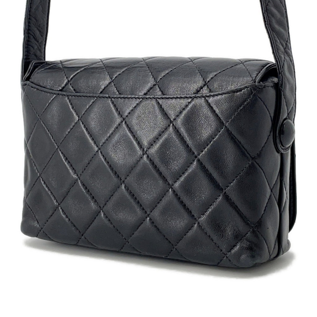 MANSII CHANEL Pre-Loved Matelasse Full Flap Handbag in Black Leather with Quilted Design