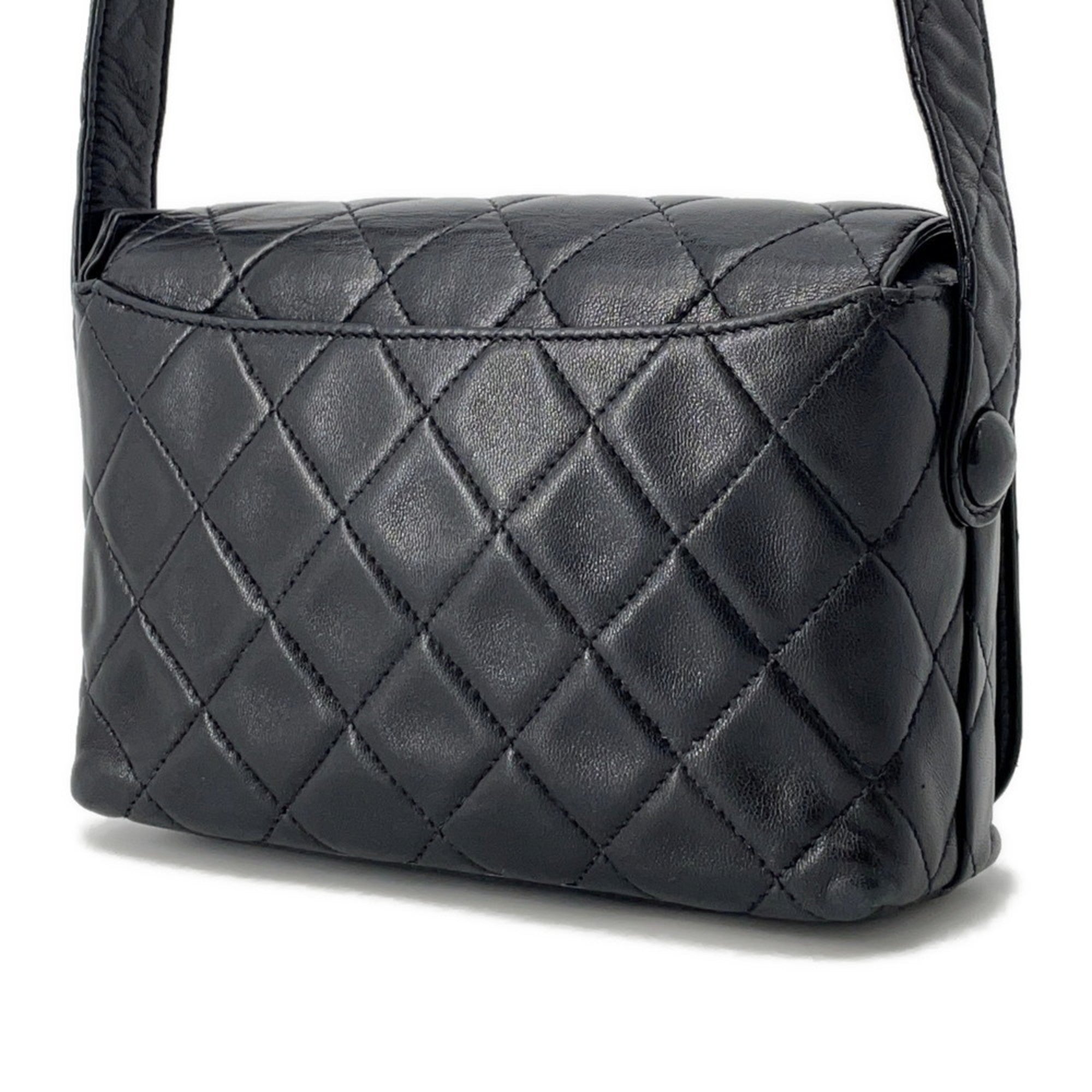 MANSII CHANEL Pre-Loved Matelasse Full Flap Handbag in Black Leather with Quilted Design