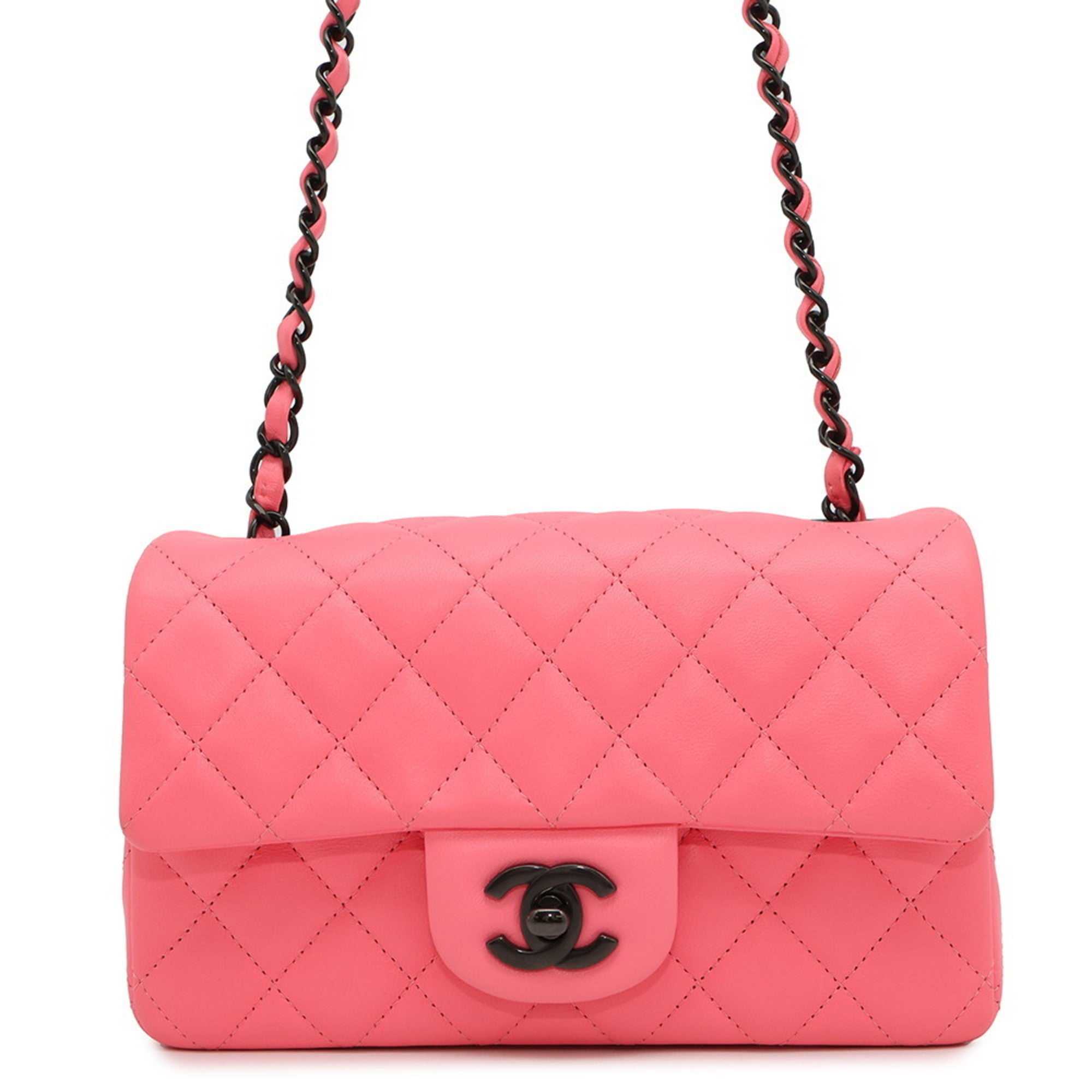MANSII CHANEL Pre-Loved Mini Matelasse 20 pink handbag with iconic quilted design and chain strap