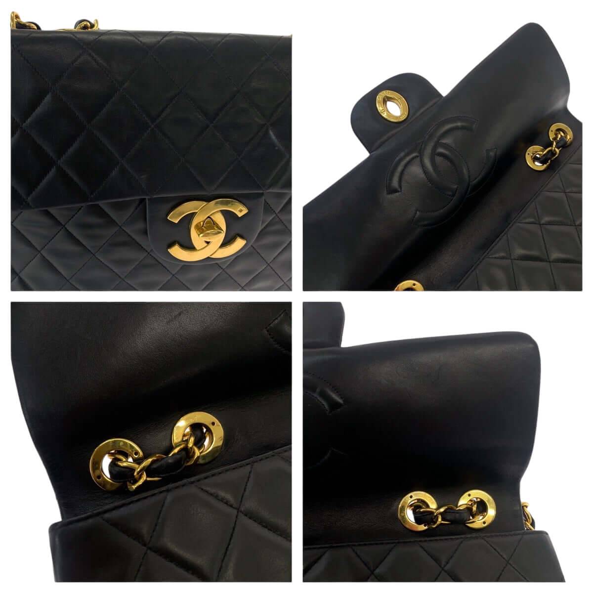 Chanel pre-owned black quilted leather bag with gold hardware and logo detail