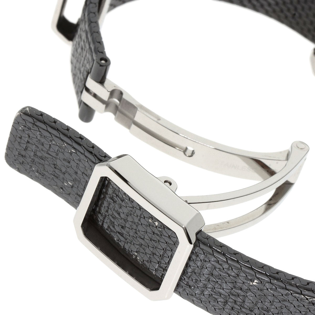 Close-up of the strap and clasp on a pre-owned Chanel Boy-Friend watch showcasing its unique design