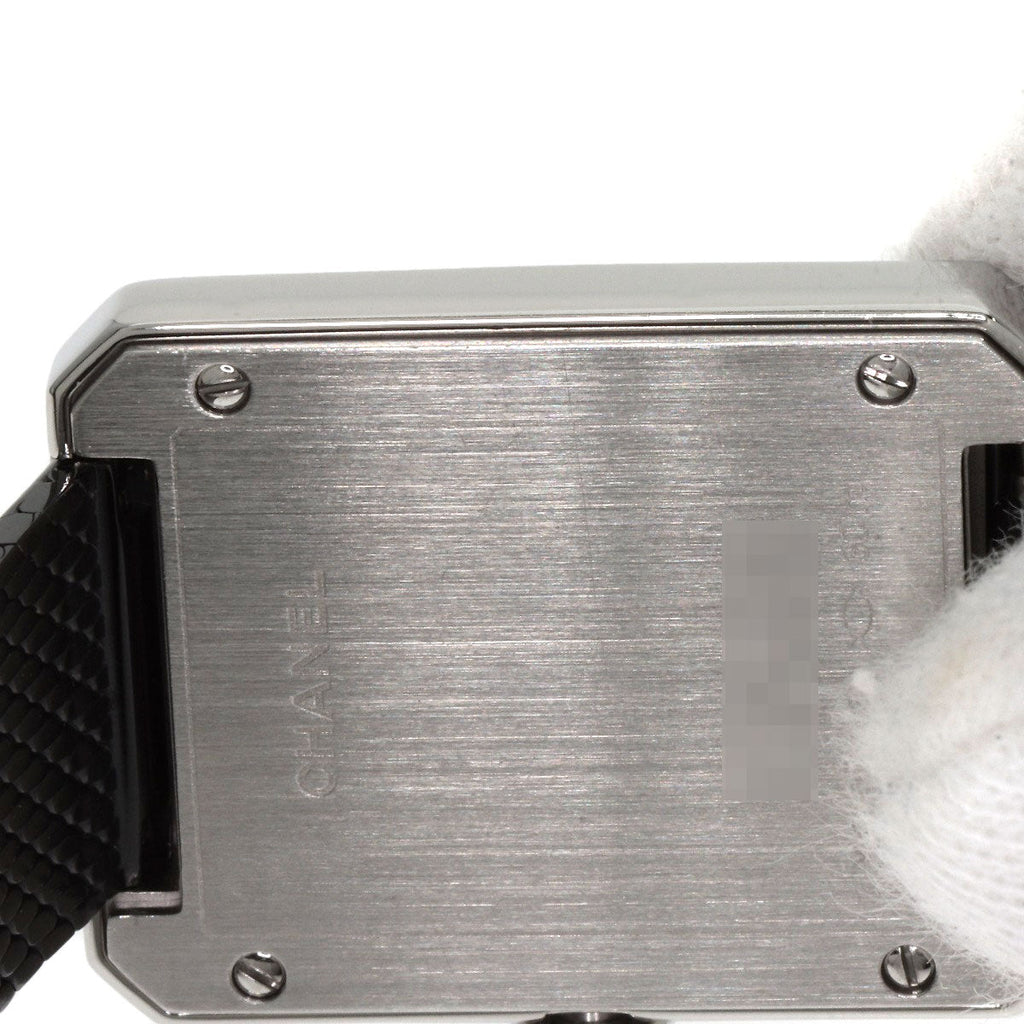 Back view of a pre-owned Chanel Boy-Friend watch with stainless steel casing and mesh strap