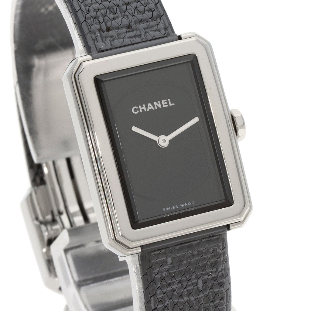 Pre-owned Chanel Boy-Friend watch with a rectangular face and textured strap for timeless style