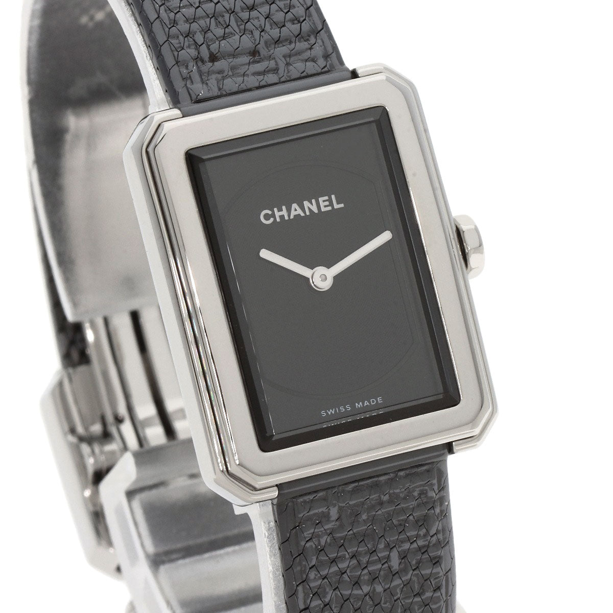 Pre-owned Chanel Boy-Friend watch with a rectangular face and textured strap for timeless style