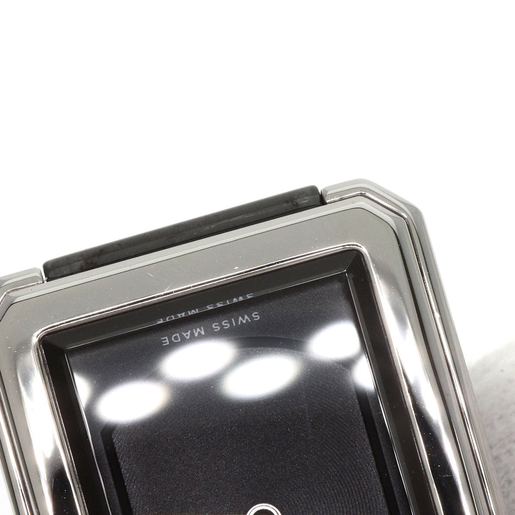 Pre-owned Chanel Boy-Friend watch featuring a sleek black dial and stainless steel case