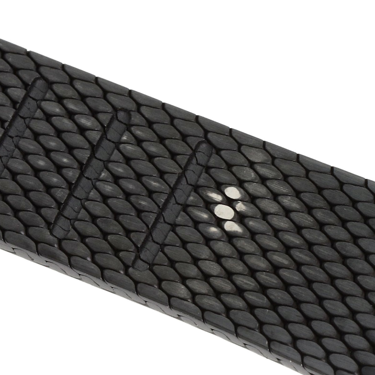 Close-up of the strap detailing on a pre-owned Chanel Boy-Friend watch with textured design