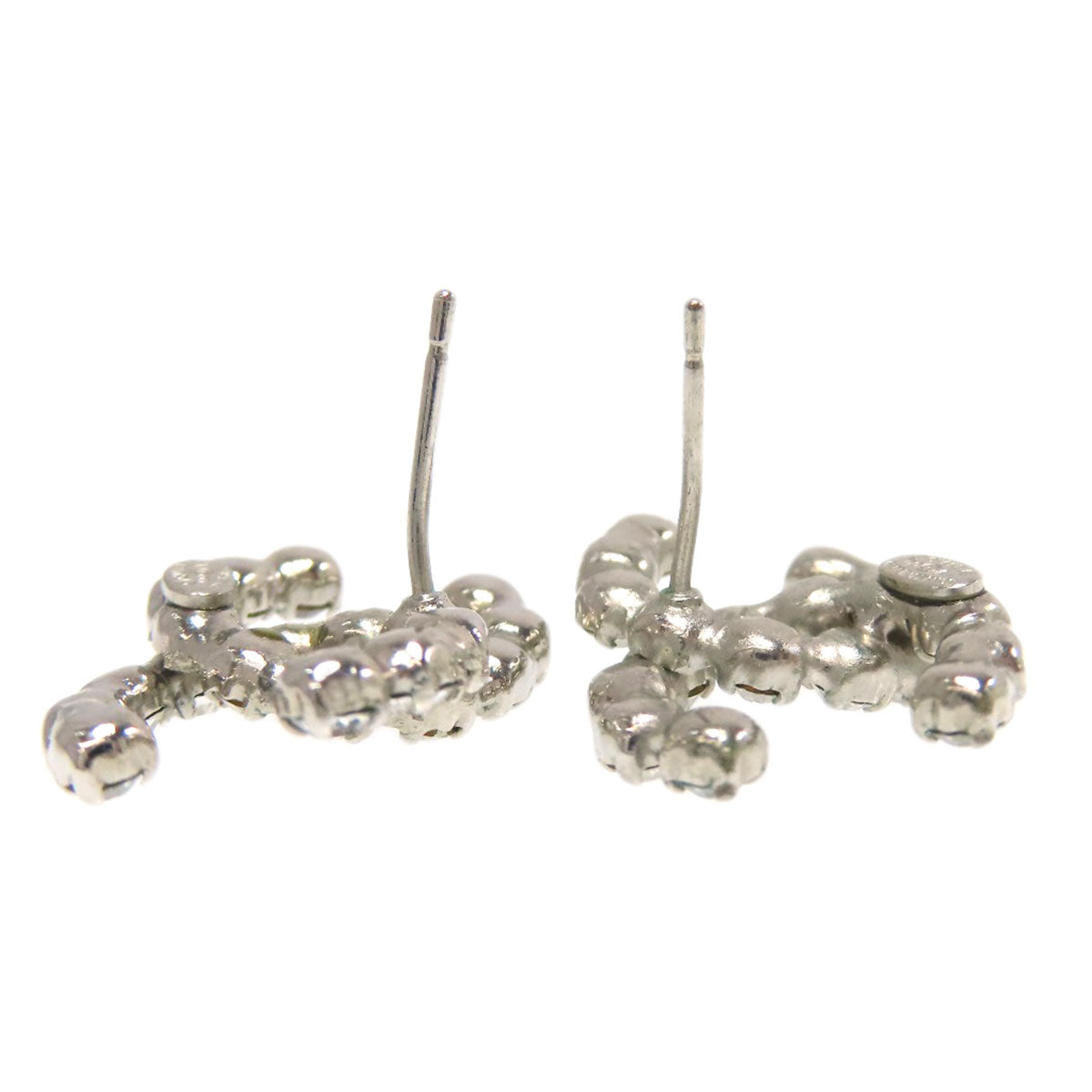 Stylish pre-owned Chanel earrings with a unique textured design in silver-tone metal.