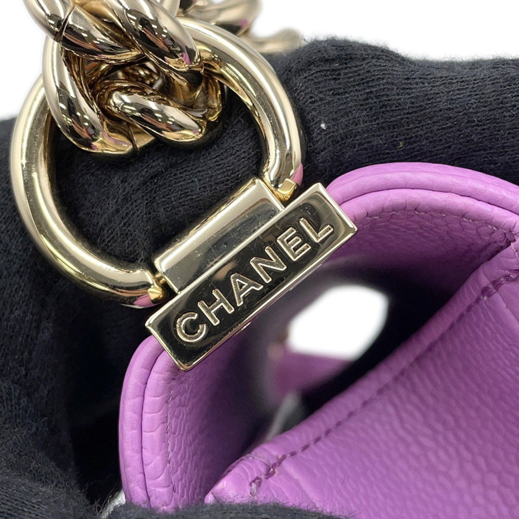 Chanel pre owned handbag with gold chain detail and pink leather interior