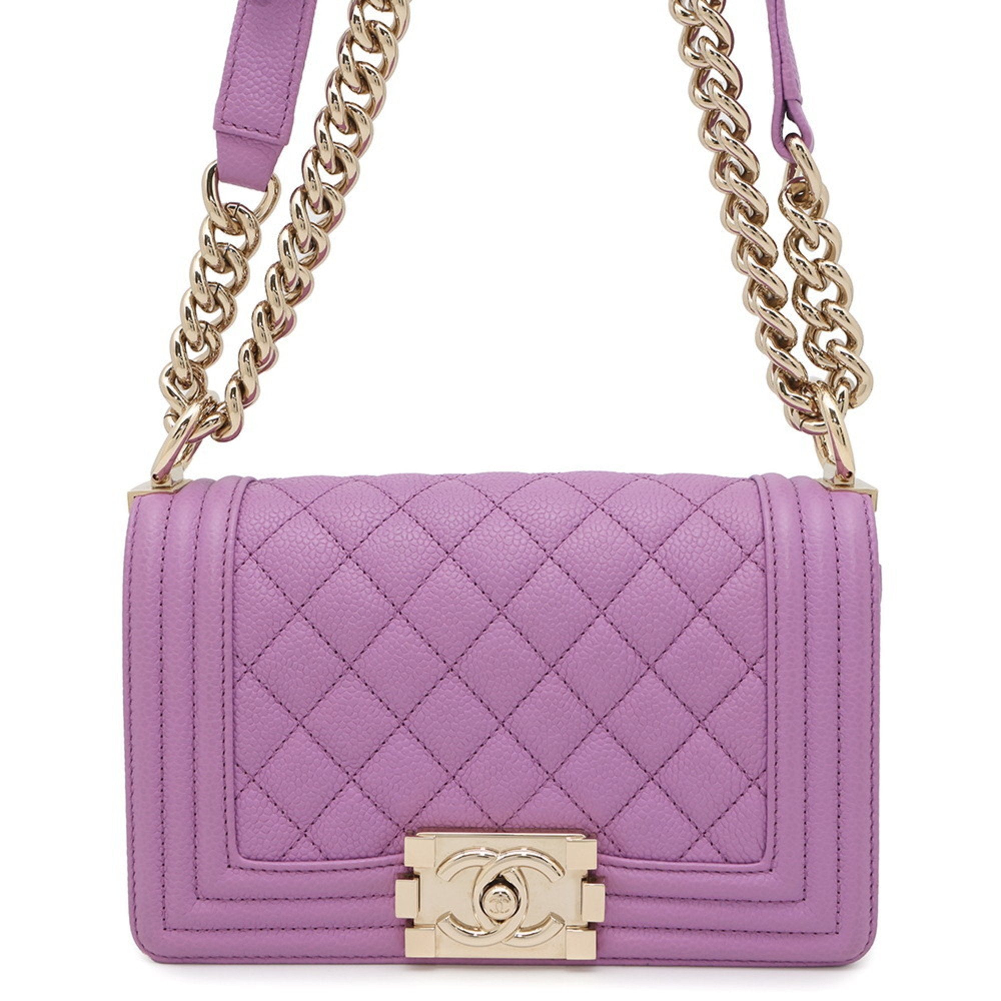Chanel pre owned purple quilted leather handbag with gold chain strap for stylish occasions