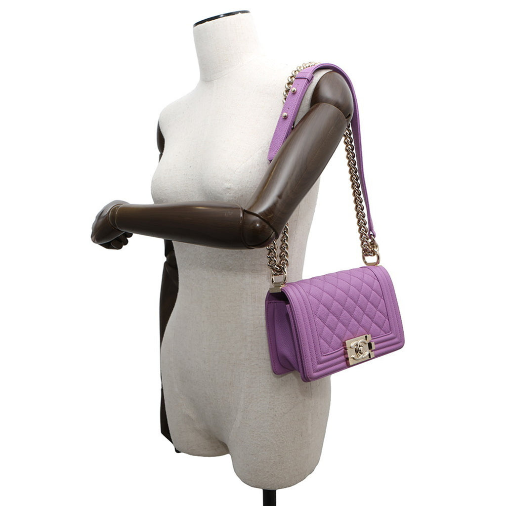 Chanel Pre Owned Purple Quilted Leather Handbag with Chain Strap for Stylish Outfits