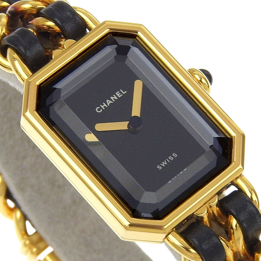 Chanel Premiere Rock Quartz for sale featuring a gold-tone case and elegant black dial