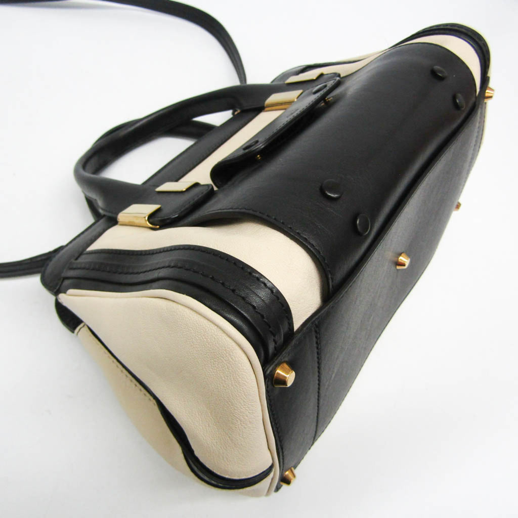 CHLOÉ Pre-Loved Little Alice Handbag in Black and Beige with Stylish Hardware Details