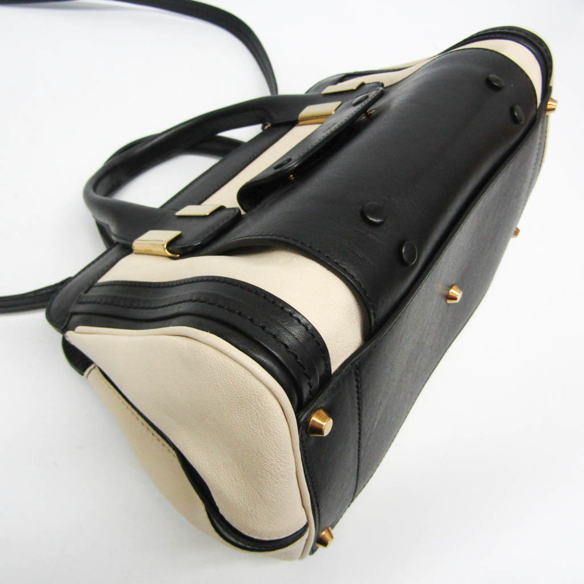 CHLOÉ Pre-Loved Little Alice Handbag in Black and Beige with Stylish Hardware Details