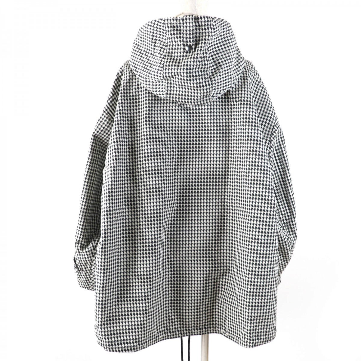 Christian Dior pre-loved anorak in black and white houndstooth pattern with a spacious hood