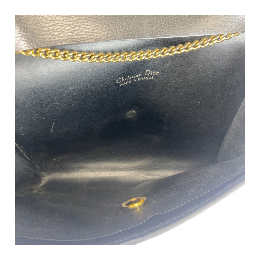 Vintage Dior Bag Interior with Gold Chain Detail and Leather Lining Crafted in France