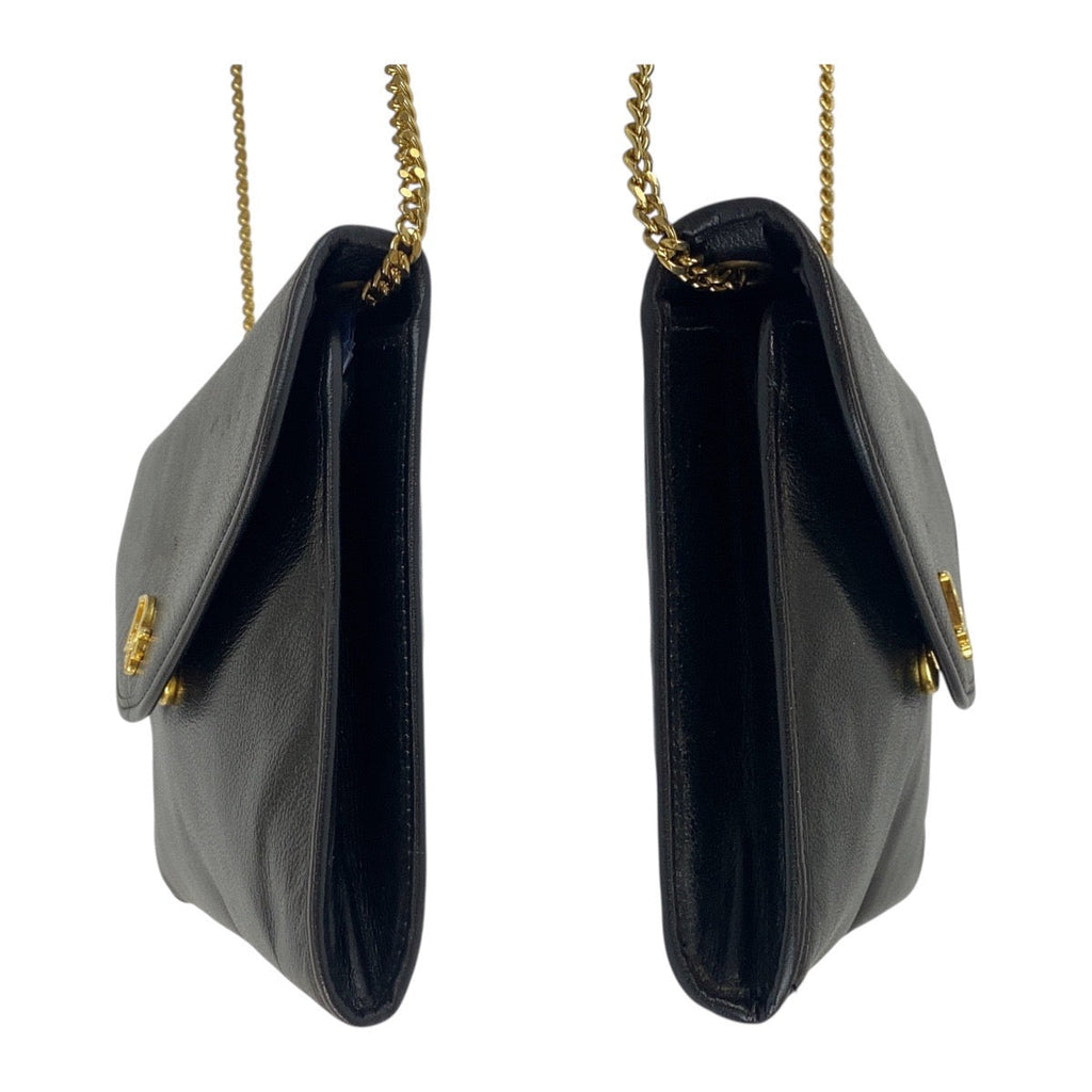 Dior Vintage Black Leather Handbag with Chain Strap and Elegant Design