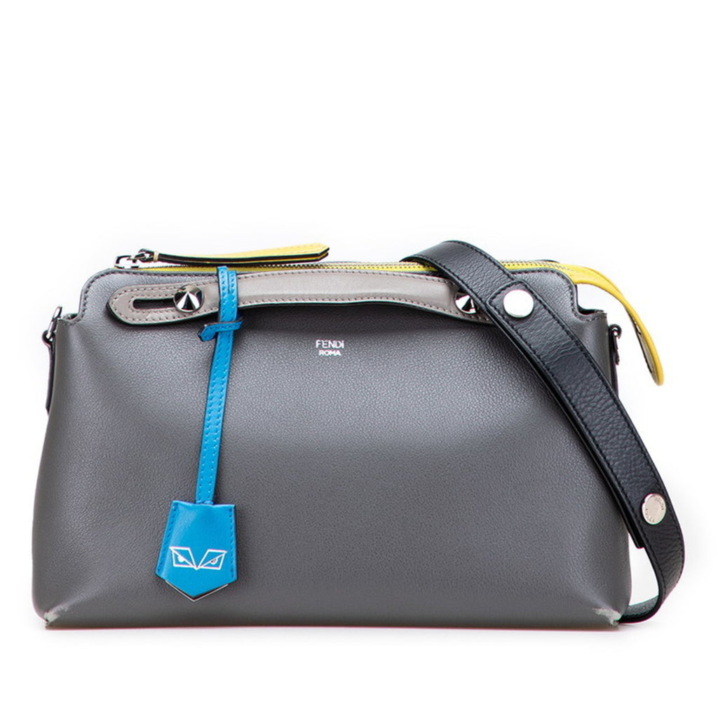 Close-up of pre-owned Fendi By the Way bag showcasing textured fabric and leather trim details