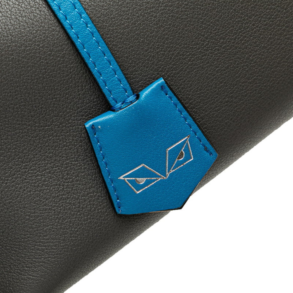 Close-up of a pre-owned Fendi By the Way bag showing the blue leather tag detail