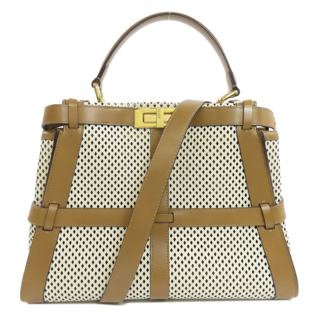 FENDI second hand bag featuring a stylish perforated design and leather accents
