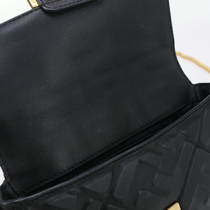 FENDI second hand black leather bag interior view with spacious compartment