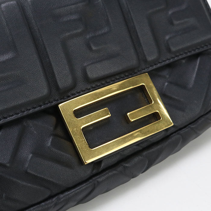 FENDI Black Leather Bag with Gold Logo Hardware, available as second hand luxury item