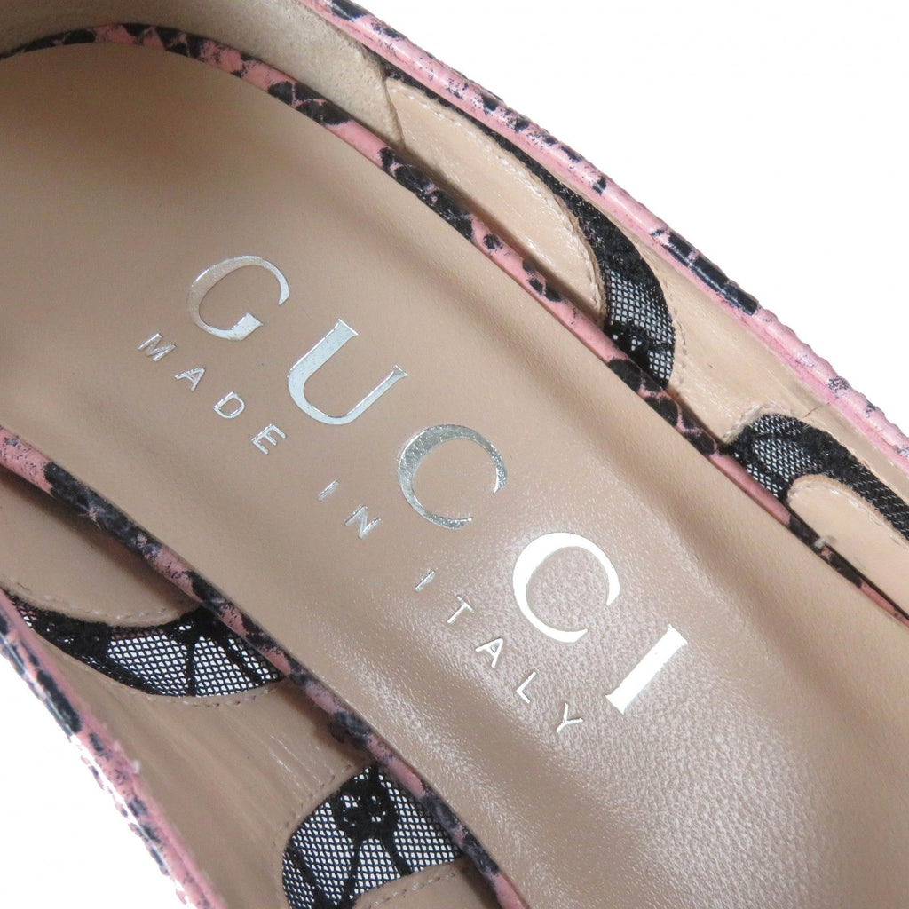 Gucci pink leather pumps with signature logo and elegant design for stylish wear