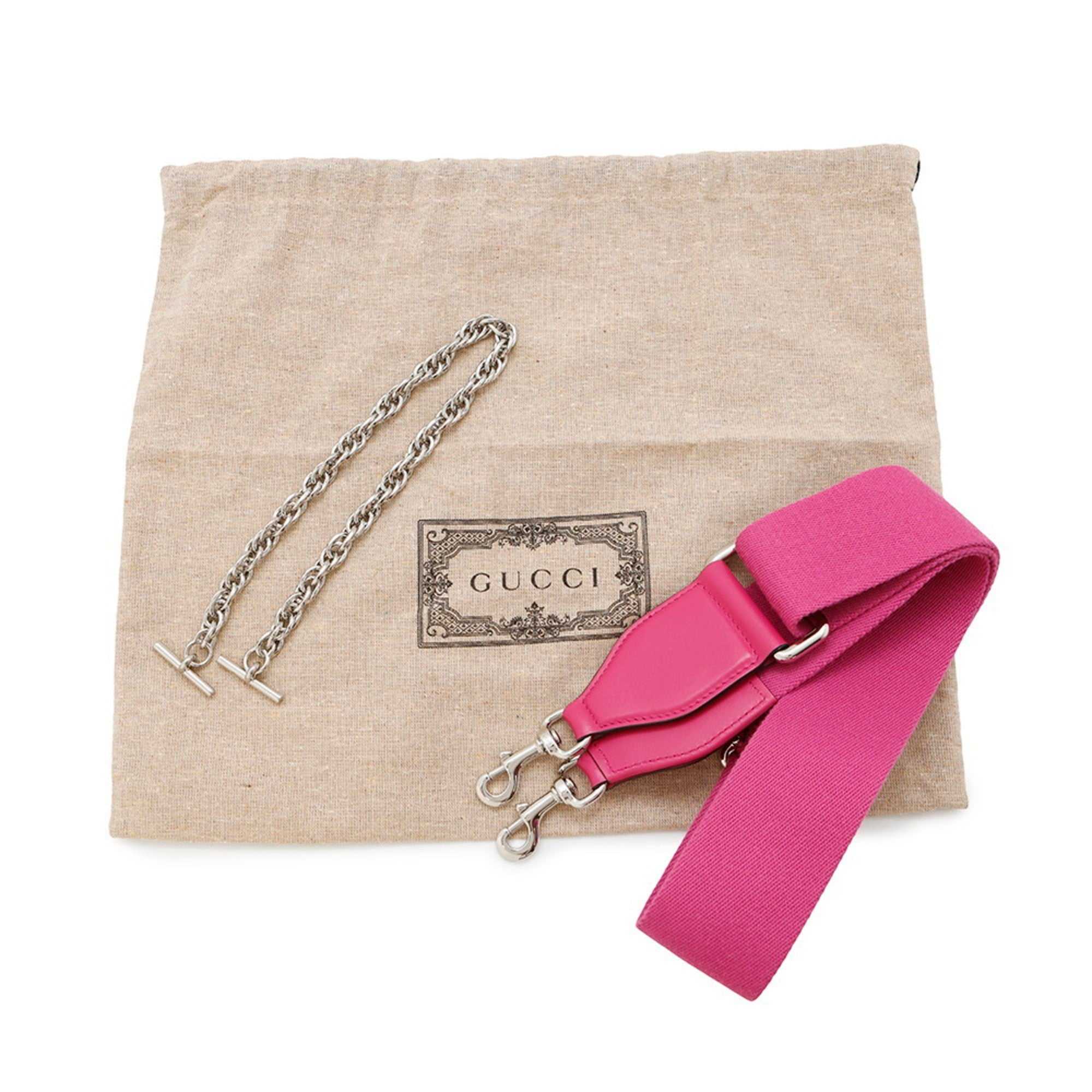 GUCCI Pre-Loved GG Matelasse shoulder bag with chain and pink strap in dust bag