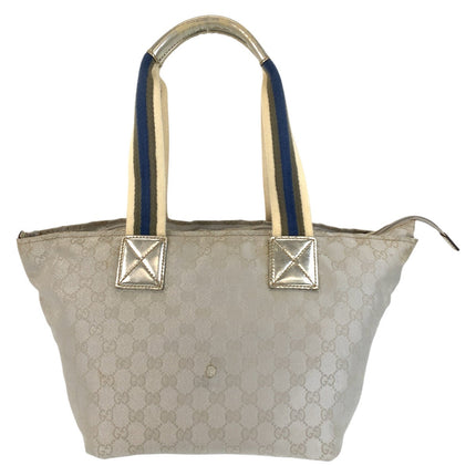 GUCCI pre-owned canvas handbag with signature logo and decorative handles