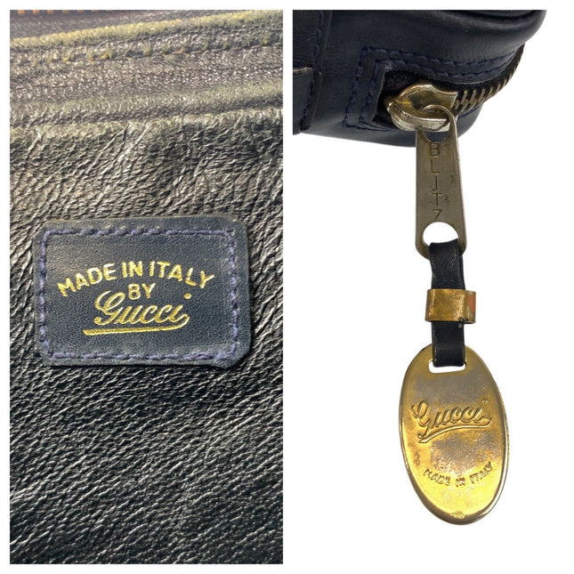 GUCCI pre-owned leather bag featuring a made in Italy label and artisan craftsmanship