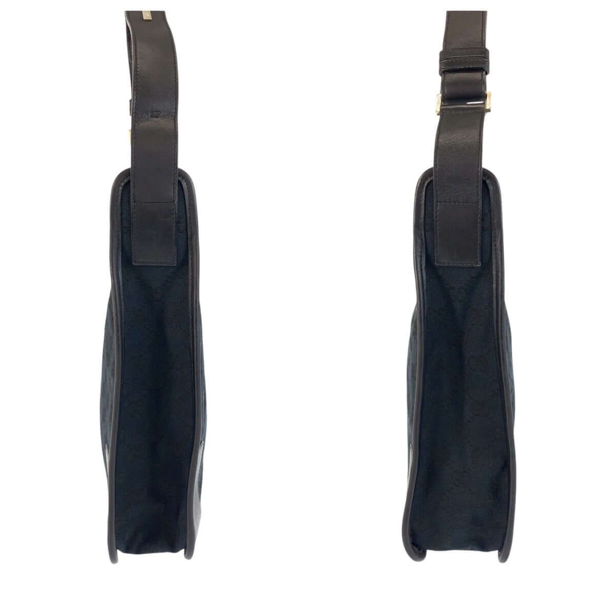GUCCI Pre-Owned Black Leather Messenger Bag with Adjustable Strap and Sleek Design