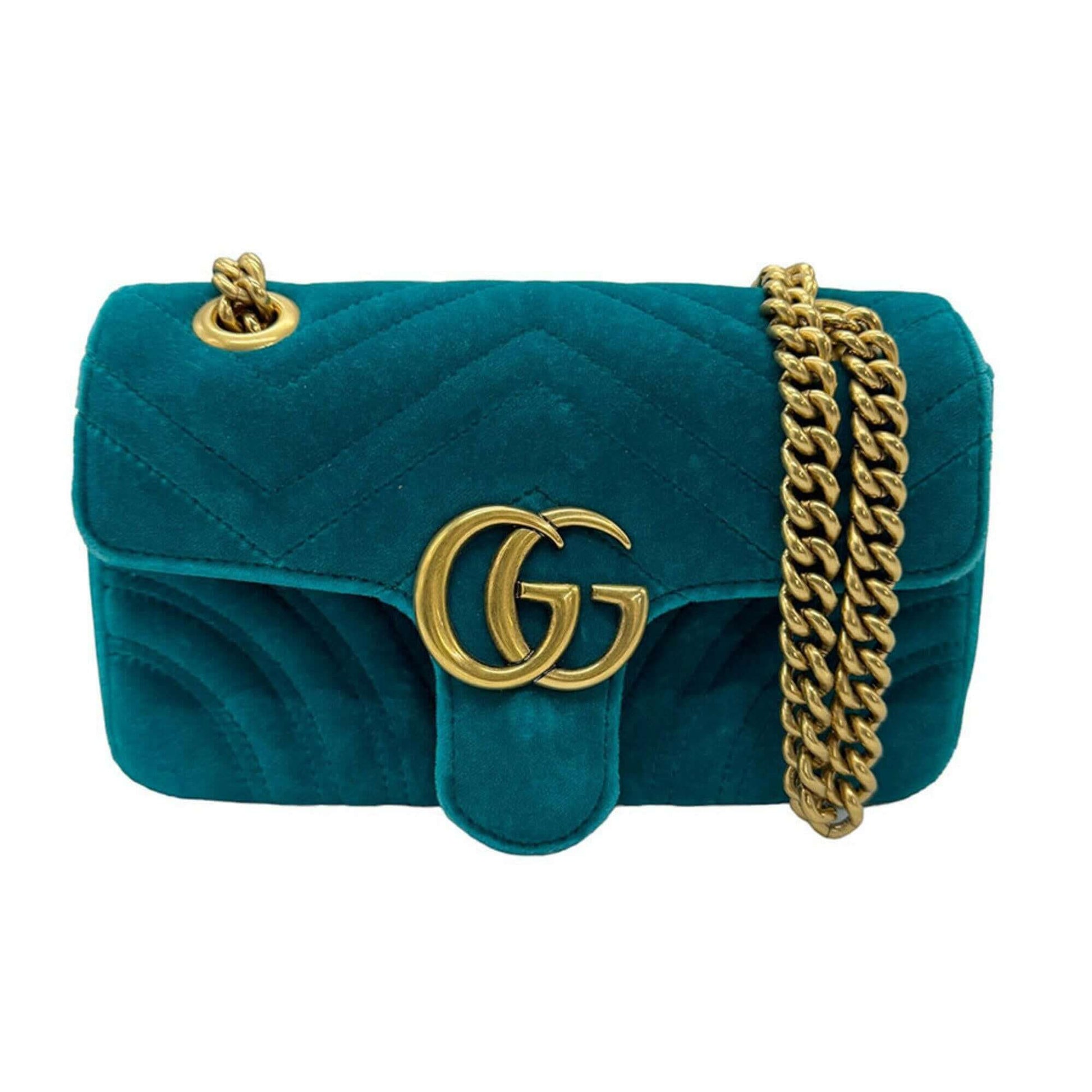 GUCCI Shoulder Bag GG Marmont Velour Green Women's 446744 z0791 - Mansii