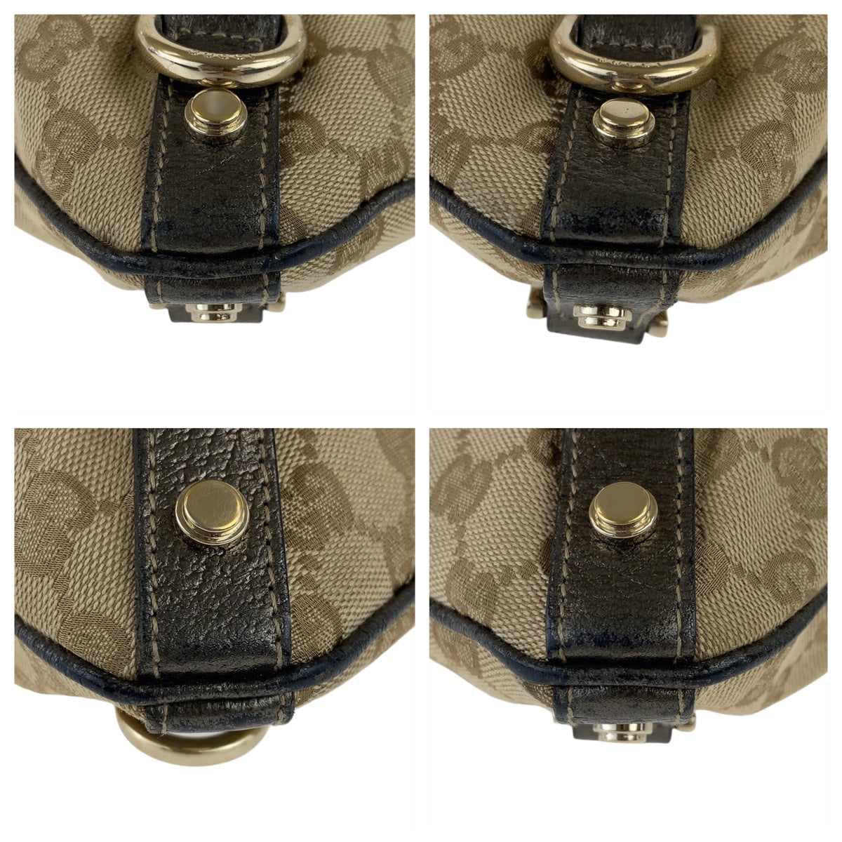 GUCCI vintage bag detail showing metal button and signature pattern for stylish accessory lovers