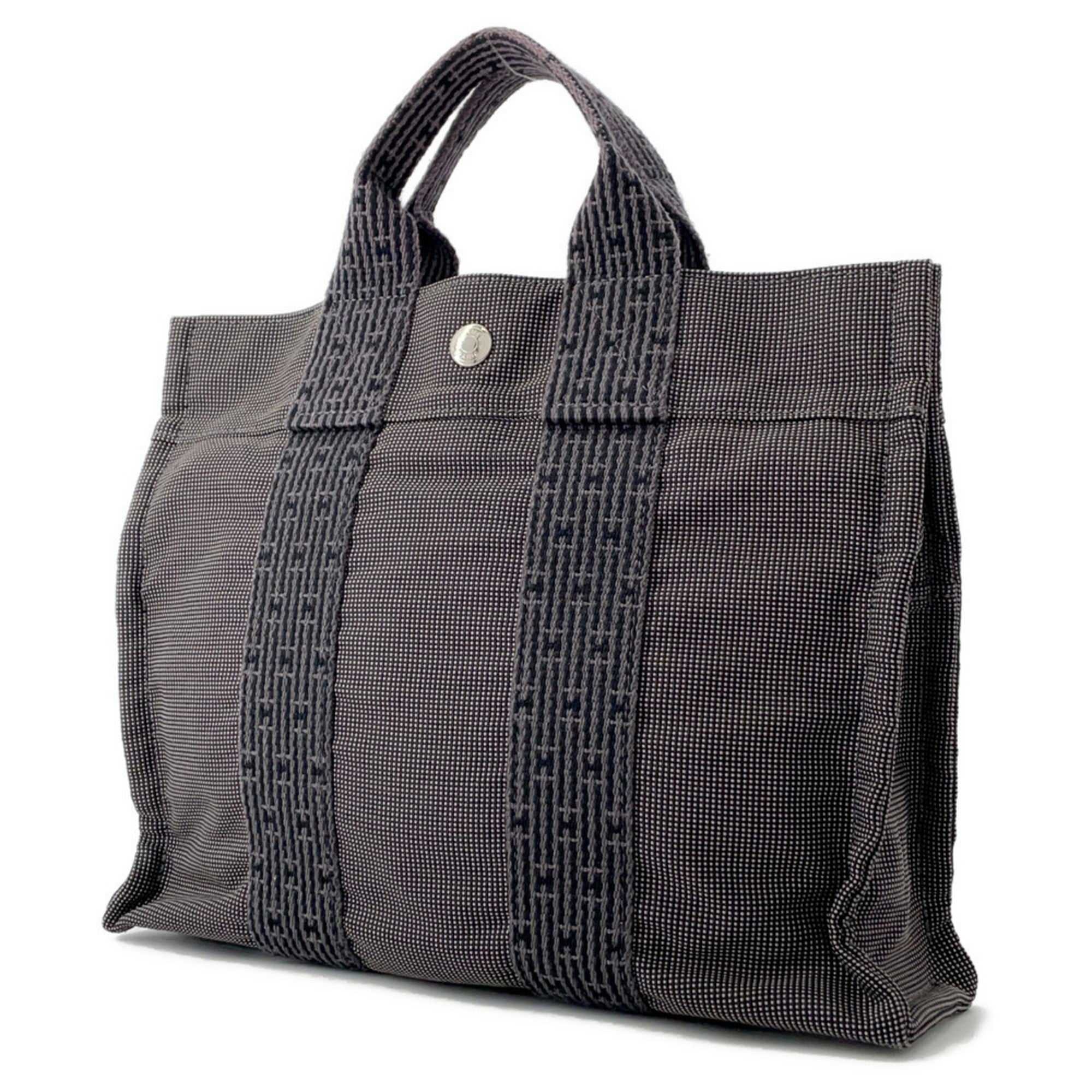 MANSII Hermès Pre-Loved Air Line PM Tote Bag in stylish black with durable fabric construction